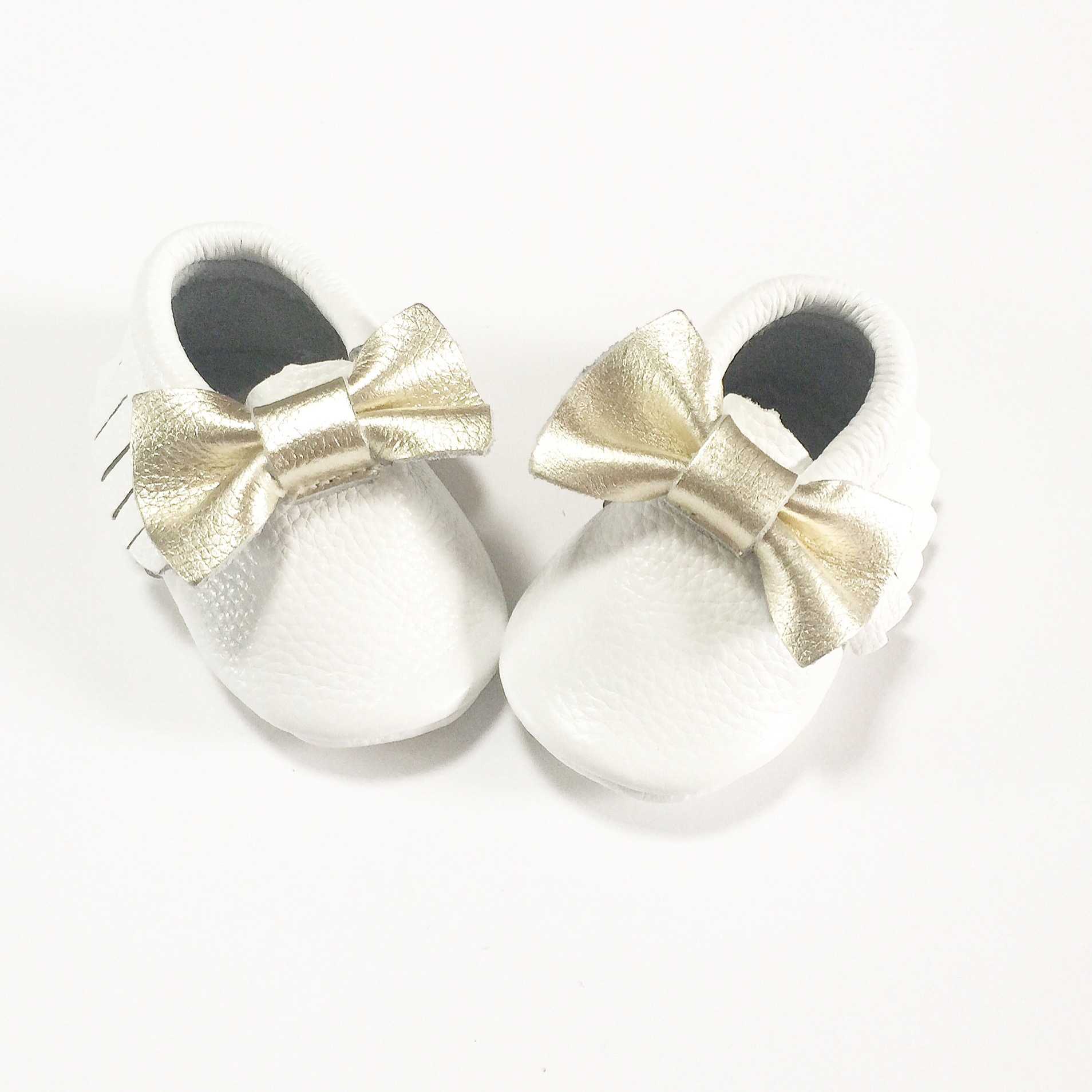 White Gold Bow Moccasins